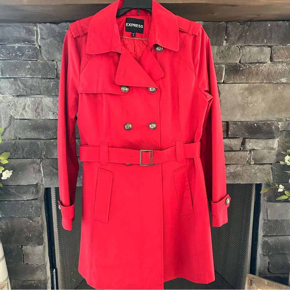 Express Vibrant Red Trench Coat